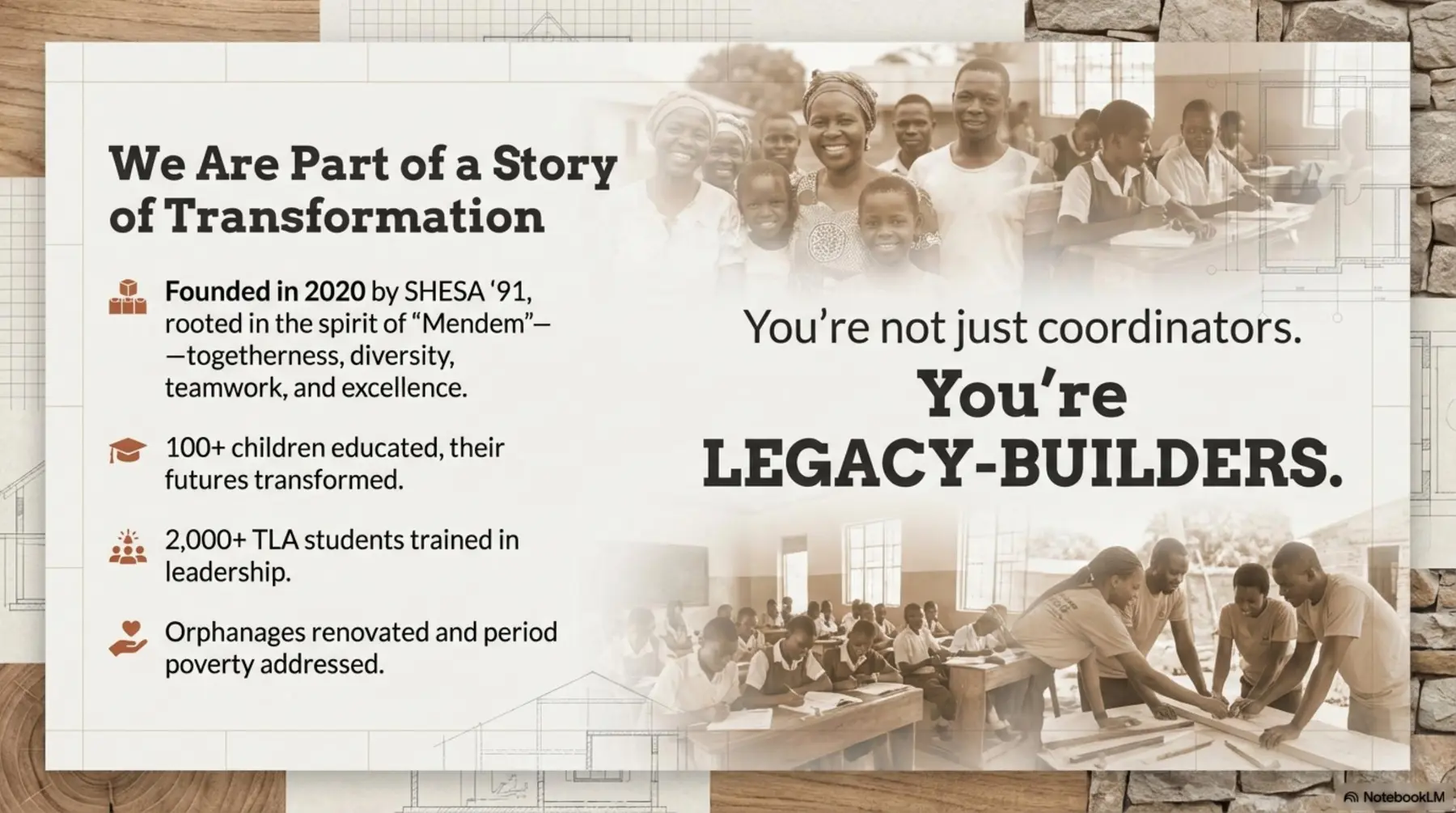 Mendem Foundation staff retreat visual showing participants as legacy-builders
